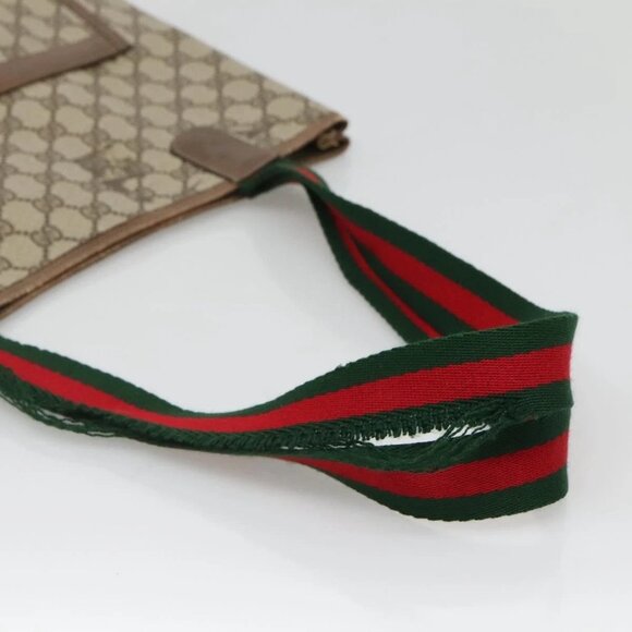 GUCCI GG Supreme Web Sherry Line Tote Bag PVC Beige Gold - Picture 7 of 16